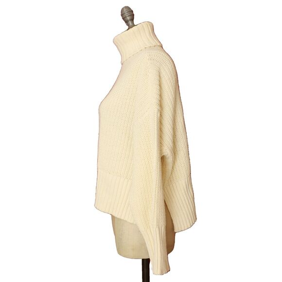 MADEWELL Wide Rib Turtleneck Sweater S Antique Cream Cable Knit Long Sleeve B88 - Picture 5 of 6